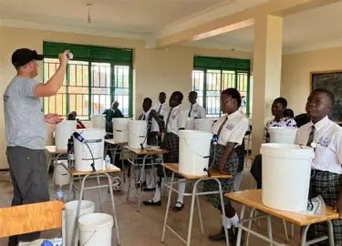 Community sanitation education workshop in East Africa